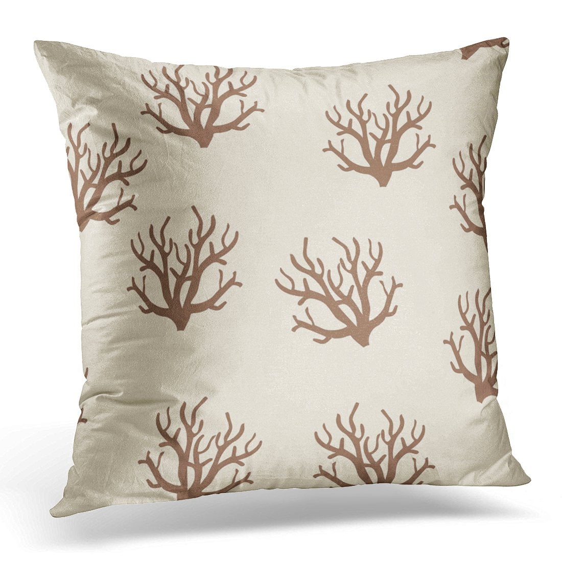 STOAG Sand Tan and Brown Coral Coastal Throw Pillowcase Cushion Case Cover 16x16 inch