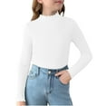 thumbnail image 5 of XXWXYD Girl’s Basic Long Sleeve Mock Neck Top, Solid Color Casual Plus Size Shirts, Slim Fit Half Turtleneck Blouse, 5 of 6