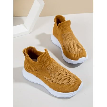 

Zodanni Girls Boys Walking Shoe Mesh Sock Sneakers Slip On Running Shoes Unisex Flats Gym Anti-Slip Knit Upper Khaki 5.5Y