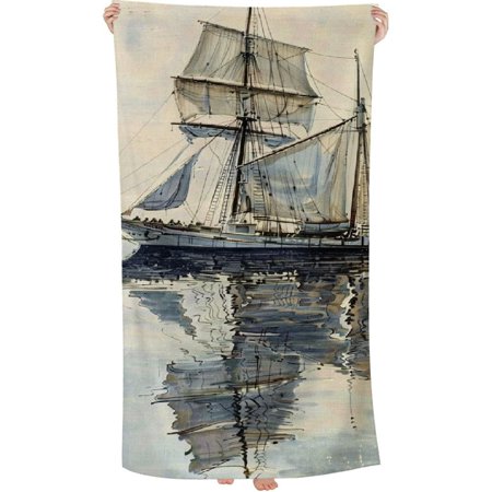 Erxjss Hand Towel Boat Face Washcloths Fingertip Bath Towels Microfiber Quick Dry Soft Absorbent Kitchen Dish Cloth Bathroom Beach Spa 30x60in