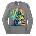 thumbnail image 2 of Colorful Horse Head Animal Lover Mens Long Sleeve Shirt, Heather Grey, Small, 2 of 3