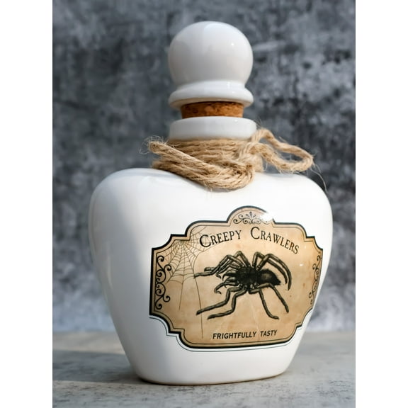 Ceramic Creepy Crawlers Spider Mad Doctor Witchcraft Poison Prop Potion Bottle