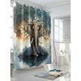 thumbnail image 3 of Elephant Tree Water Surface Shower Curtain, Reflection Pink Clouds Sky Animal Waterproof Shower Curtain Set with 12 Hooks Lightweight Washable Fabric Shower Curtains for Bathroom 60x72 Inches, 3 of 6