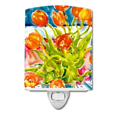 

Caroline s Treasures 6025CNL Flowers - Tulips Ceramic Night Light 6x4x3 multicolor