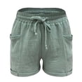 thumbnail image 4 of XIAONU Women's Sage Crinkled Gauze Shorts Relaxed Fit Above Knee Drawstring Waist Lightweight Beach Bottoms, 4 of 5