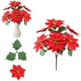 thumbnail image 2 of WMGHA Poinsettia Flowers Artificial Christmas Decorations,12" Red Poinsettia Flowers for Christmas Tree,Velvet Poinsettias Artificial Flowers for Xmas Decor DIY for Home Vase Indoor Outdoor Garden, 2 of 9
