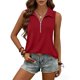thumbnail image 2 of TaTaai Spring Summer Solid Color Lapel Top for Women Collared Sleeveless V-Neck Vest Loose Fit Ribbed Casual Blouse Comfy Daily Vacation Outfits Gift, 2 of 8