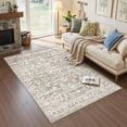 thumbnail image 2 of Roxstand 4x6 Area Rugs for Living Room, Stain Resistant Floral Vintage Washable Rugs, Non-Slip Thin Farmhouse Brown Rugs(4'x6', Brown), 2 of 11