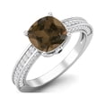 thumbnail image 2 of 7mm Cushion Shape Smoky Quartz 925 Sterling Silver Solitaire Women Valentines Day Gifts Ring, 2 of 3
