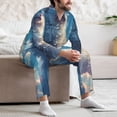thumbnail image 7 of Lsque Clear Sky Blue Cat Pattern Long Sleeve Pajama Set for Men - Soft 2-Piece Sleepwear and Loungewear Set with Pockets, Comfy Nightwear-XX-Large, 7 of 7