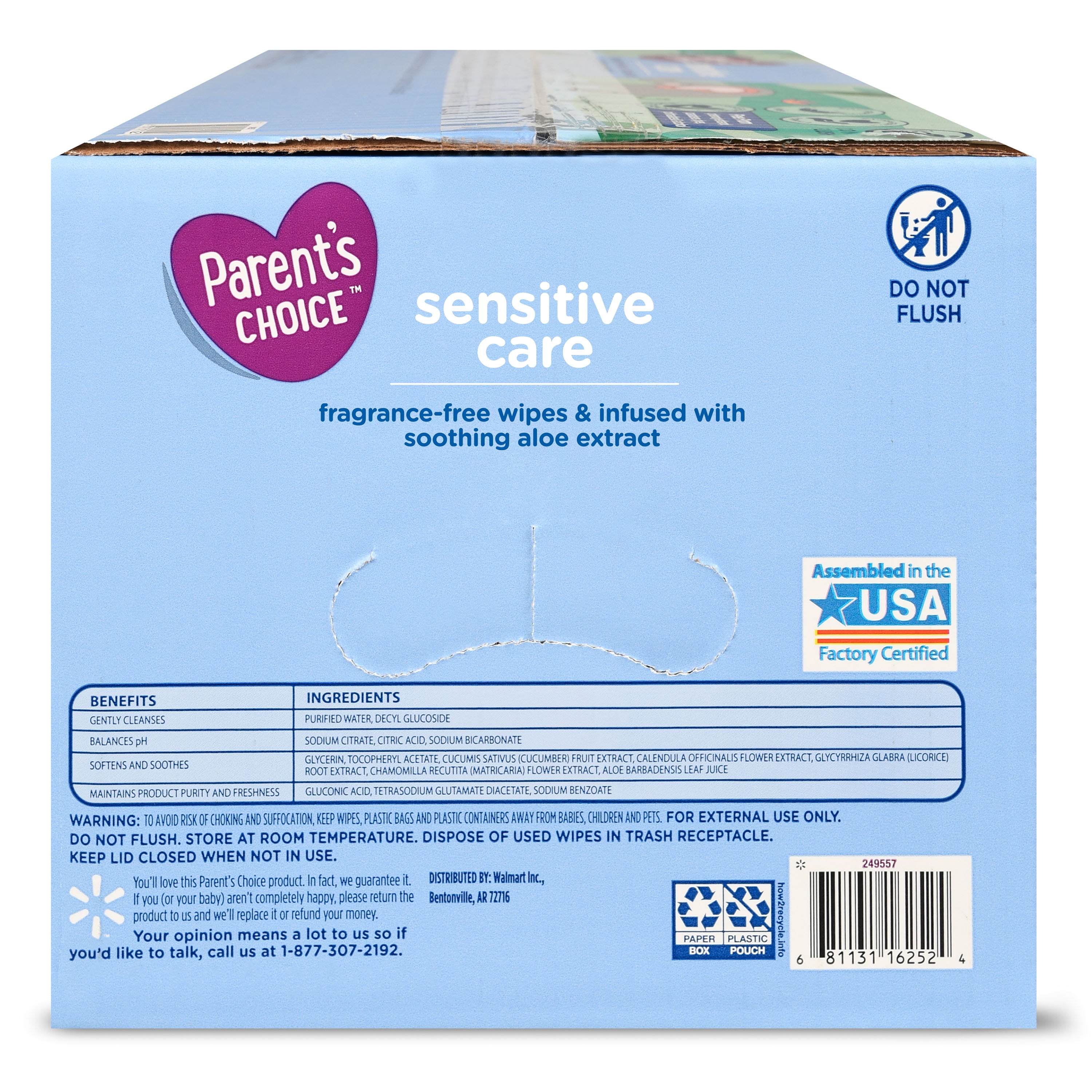 parent's choice sensitive with soothing aloe baby wipes