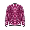 thumbnail image 3 of Xnihocha Kids Girls Sequin Bomber Jacket Sparkly Glitter Long Sleeve Baseball Jackets Hip Hop Jazz Dance Hot Pink 10, 3 of 7