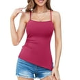 thumbnail image 1 of Charmo Womens Cotton Side Split Tank Tops Adjustable Spaghetti Strap Cami with Bra, 1 of 7