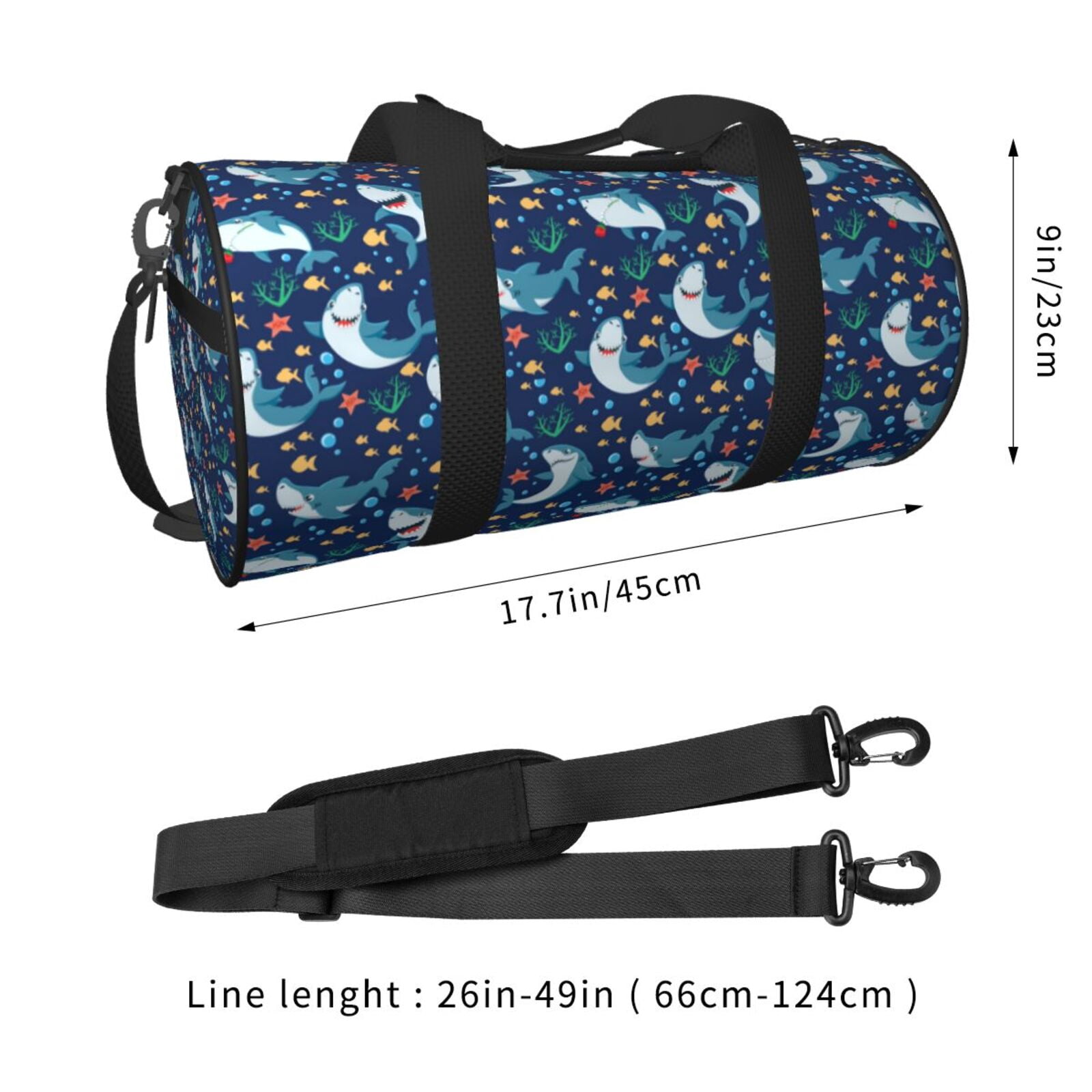 Vsdgher Sea Sharks 45L Foldable Duffel Bag, Sports Gym Bag,Overnight Bag, Portable Weekender Bag for Airplanes