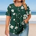 thumbnail image 2 of GERsome Plus Size Womens T Shirts Pleated Crew Neck Dressy Tops Short Sleeve Floral Shirts Summer Loose Fit Blouses, Sizes L-5XL, 2 of 6