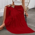 thumbnail image 4 of ClodeEU Women's High Waisted Elastic Waist Boho Maxi Skirt with Pleated Flared Hem ,Casual Long Skirt Wine,Womens Plus S, 4 of 8