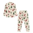 thumbnail image 5 of DISNIMO Deer Tree Print Women's 2 Piece Lounge Sets Soft V Neck Pajama Set with Pocket Long Sleeve Sleepwear with Long Pants Button Down Christmas Loungewear, 5 of 7
