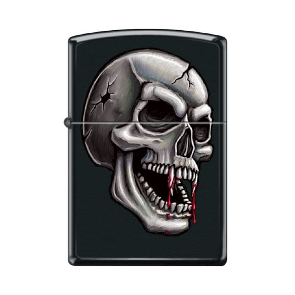 Zippo Lighter - Personalized Message Engraved on Backside for Skull Windproof Lighter (Vampire Skull #Z6007)