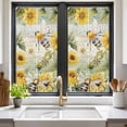 thumbnail image 3 of Sunflower Bee Window Privacy Film, Vintage Summer Botanical Farmhouse Static Cling UV Sun Blocking Tint Film Heat Control Windows Films for Bedroom Bathroom, Window Stickers 17.7"x39.3", 3 of 8