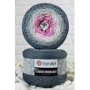 YarnArt Flowers Moonlight Glitter Cotton Yarn, Soft, Rainbow Crochet, Metallic Lurex handknit Shiny, Silvery Cake, Multicolor Cotton, 1 Skein Weight 9.17oz Lenght 393.7 inches,1 Fine Yarn (3293)