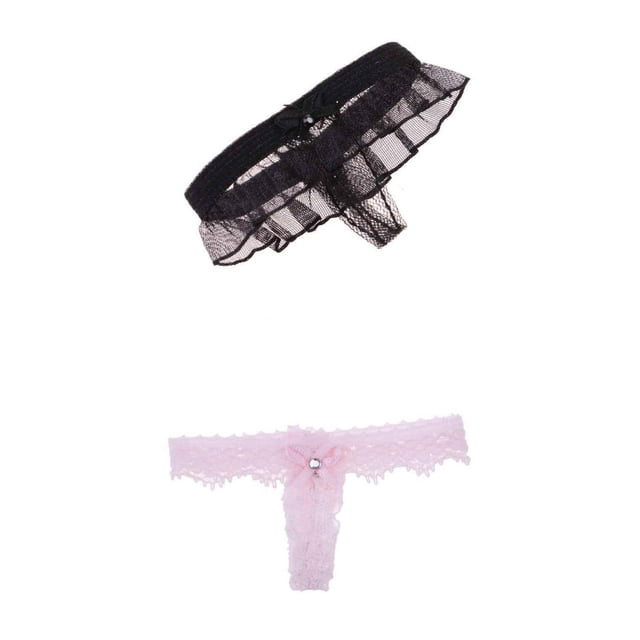 de tela con espalda en T de encaje rosa y negro a escala 1/6 de 2 piezas para juguetes calientes femeninos de 12 pulgadas Zulema Figura de acción de ropa interior