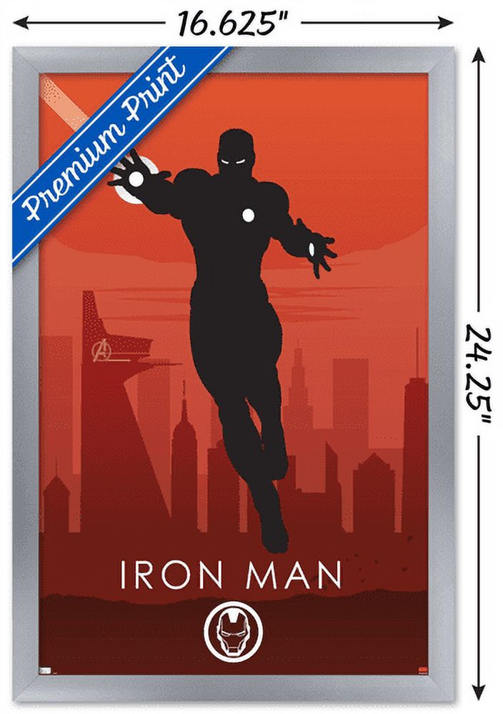 Marvel Heroic Silhouette - Iron Man Wall Poster, 14.725" x 22.375", Framed
