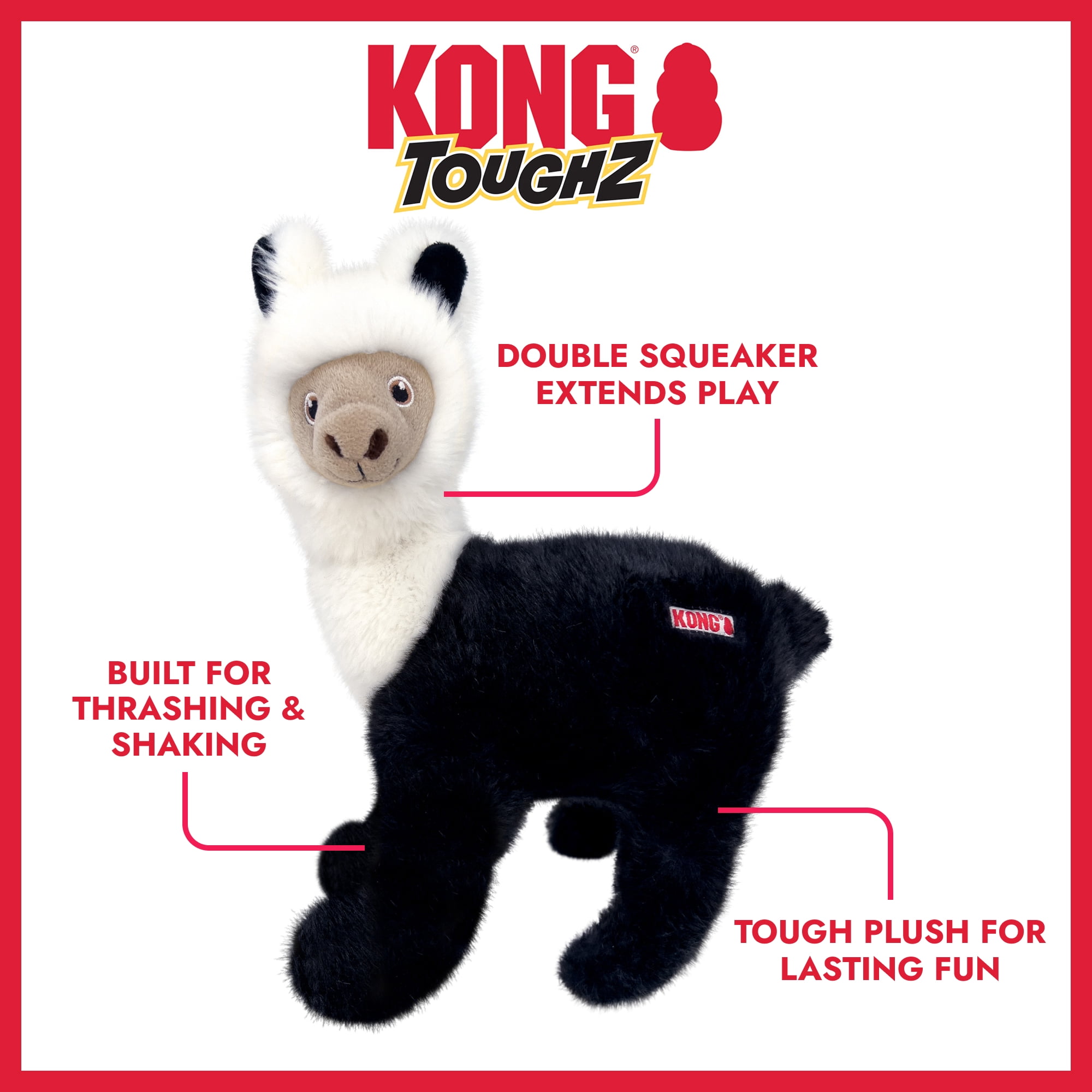 KONG® Toughz Durable Plush Dog Toy, Llama, Medium