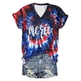 thumbnail image 5 of Rggeeun Womens Tees Red White And Blue Gradient Style Celebrate America'S 250Th Anniversary Short Sleeve V Neck For 4Th Of July Outdoor Picnics Nautical Style Tops,Blue,S, 5 of 5