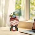 thumbnail image 5 of simhoa Girl Figurine Planter Pot Cute Plant Container for Balcony Housewarming Gift Bunny, 5 of 10