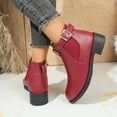thumbnail image 4 of Chelsea Boots Women Stretch Slip on Round Toe Low Heel Ankle Booties Buckle Ankle Strap Fall Winter Casual Dress Boots, 4 of 7