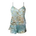 thumbnail image 4 of toraway Pyjamas Ensemble Femmes Noël Printemps/été Pyjamas en Soie Deux Pièces Sans Manches Mode Imprimé Shorts Ensemble de Détente Robe L, 4 of 4