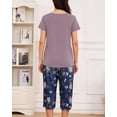 thumbnail image 4 of MyFav Women's Capri Pajama Sets Plus Size Sleepwear Top with Capri Pants 2 Piece Loungewear Set,2XL, 4 of 7