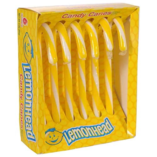 (1) Box Lemonhead Candy Canes - 6 Individually Wrapped Pieces Holiday Candy Per Box - Net Wt. 2.64 oz