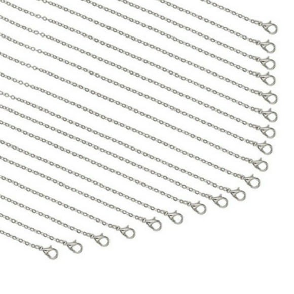 Crafting Essentials, Silver-Plated Chains Necklace Chain Bulk for DIY Jewelry Making, Tarnish Resistant and Anti-Allergic, 18 Inches Length (30 Pieces)