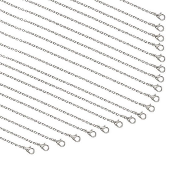 Paquete de 30 cadenas para collar con cierres de langosta, dijes de cadena de cobre bañados en plata, cadenas de serpiente cruzadas, cadena de cable a granel para hacer joyas, colgantes (18