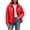 Red, variant on Women's Hooded Quilted Jackets Fake Two Piece Wave Quilted Zip Up Snap Fall Winter Casual Warm Padded Coat with Pockets,M-3XL