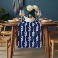 thumbnail image 2 of Navy Blue Knot Table Runner - 70 Inch Long, Kitchen Dining Table Runner Dresser Scarves, Nautical Striped Monochrome Ocean Farmhouse Decor for Coffee Tables Wedding Party Banquet, 2 of 8