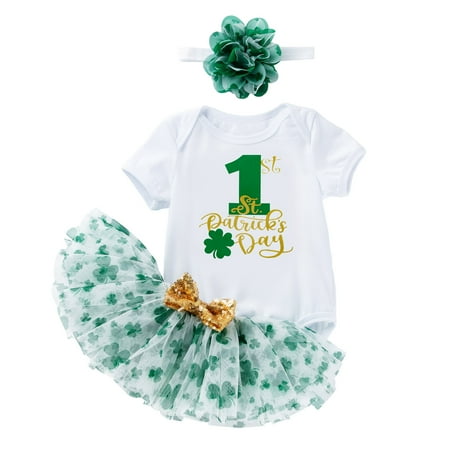 

Toddler Outfits Sets For Teens Baby Print Girls Spring Summer St.Patric.K S Day Short Sleeve Romper Bodysuit Skirts Kids Clothes Suit