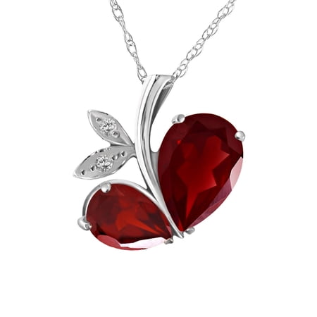 Galaxy Gold 14K Solid Gold 5.06 Carat Natural Diamond & Garnet Necklace for Women - White Gold Fine Jewelry
