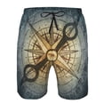 thumbnail image 3 of Pofeuu Vintage Compass Prin Men's Swim Trunks Quick Dry Bathing Suit Swimming Board Shorts Mesh Lining Beach Swimwear-X-Large, 3 of 6