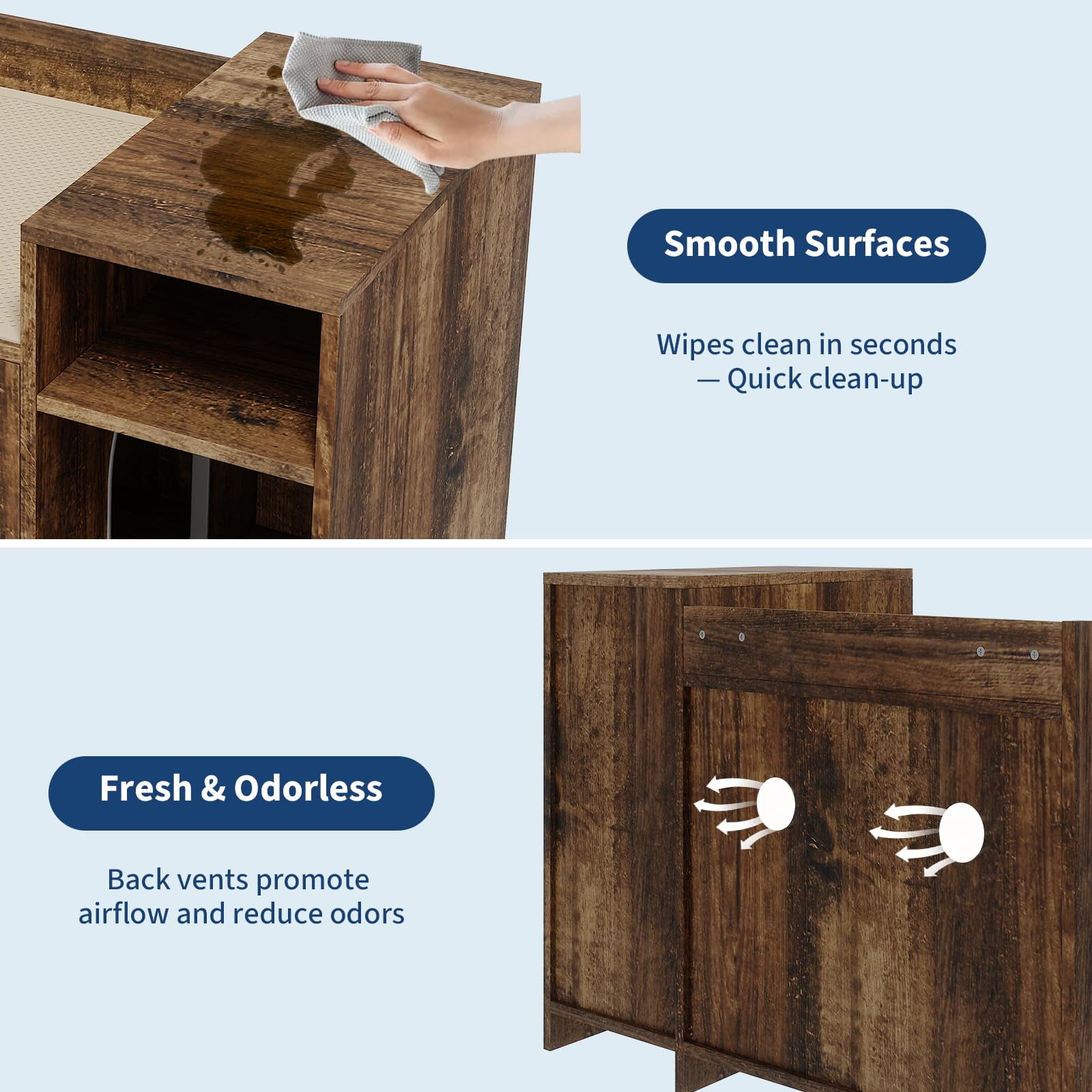 Soonbuy Cat Litter Box Enclosure Furniture, Hidden Litter Box Cabinet, Indoor Wooden Cat Washroom with Storage, Pet House, Dog Proof Hideaway Kitty Covered Litter Box Enclosure