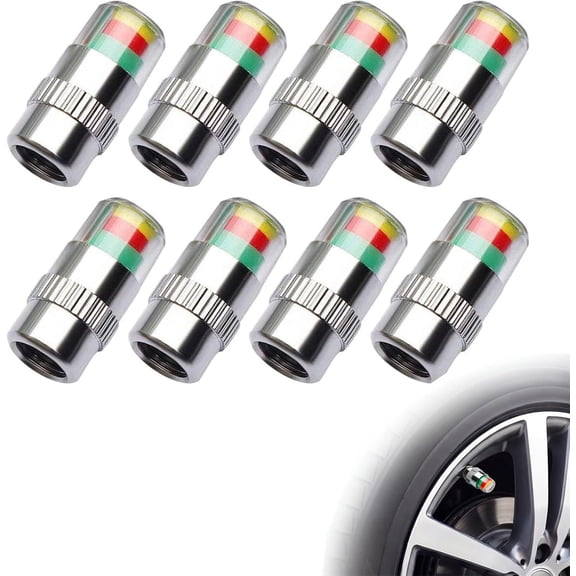 KuKeDi 36 PSI Tire Pressure Monitor Valve Stem Caps, 3-Color Air Alert Indicator for Cars Trucks and SUVs, 8 Packs