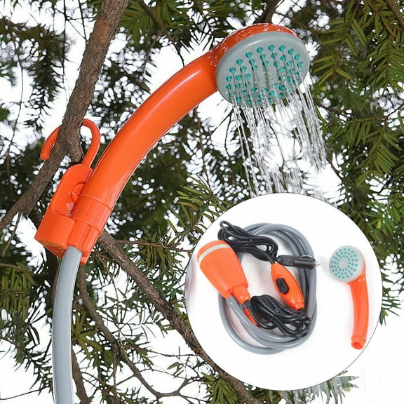 Miumaeov 12V 62W Portable Outdoor Shower Head Water Pump for Camping Hiking