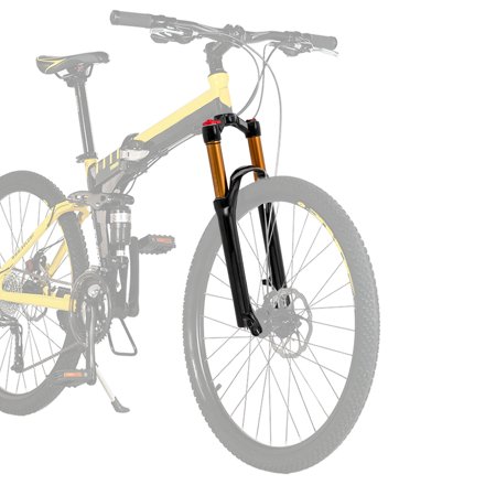 Miumaeov Travel Bike Suspension Fork 120MM Air Suspension Fork Manual Lockout Ultralight Mountain Bike Front Fork Straight Tube Manual Lockout for 26/27.5/29inch Wheel Bicycle and XC Black&Gold