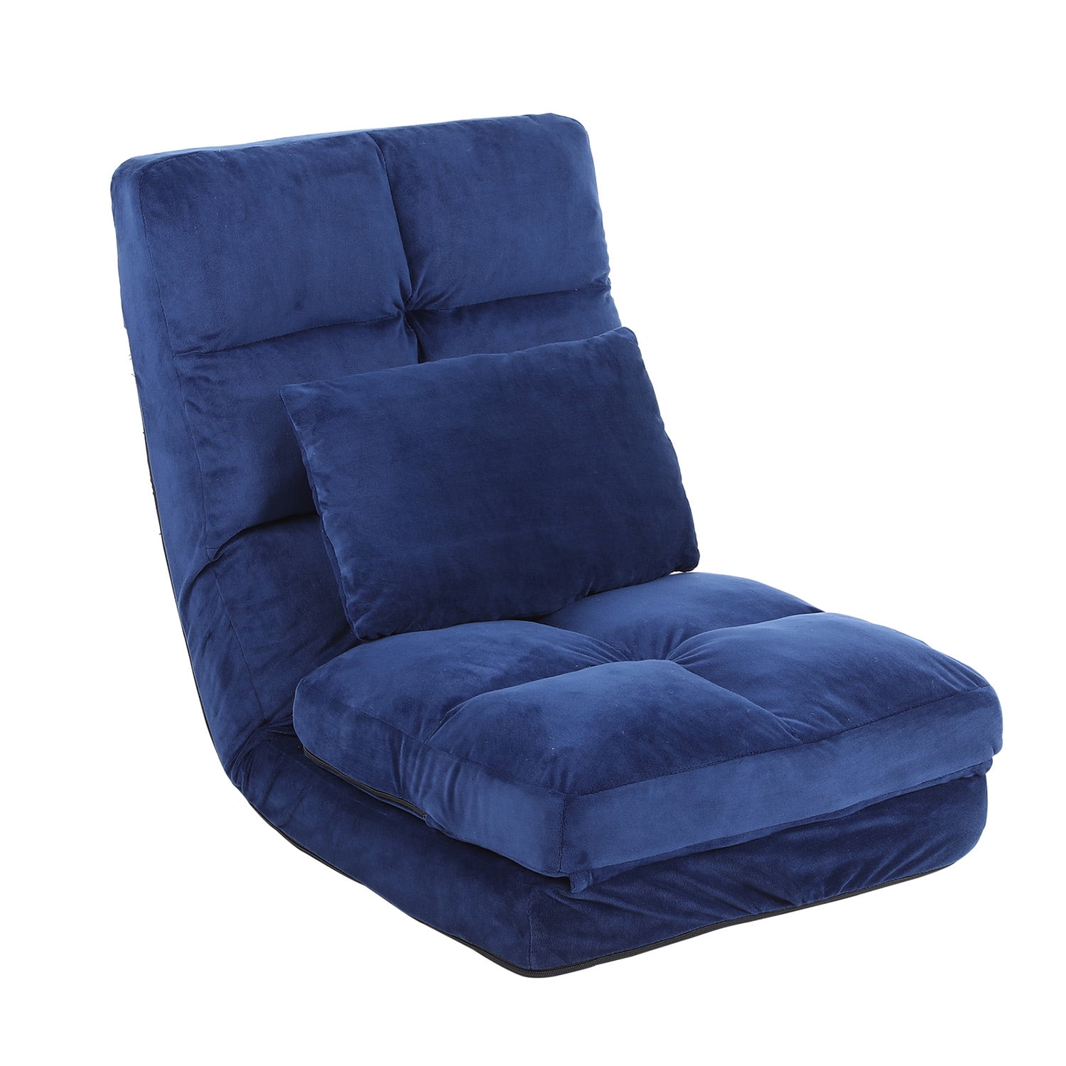Kadyn Indoor Chaise Lounge Sofa, Adjustable Floor Chair with Back Support and Pillow, Folding Floor Lounger for Adults, Blue Kadyn Indoor Chaise Lounge Sofa, Adjustable Floor Chair with Back Support and Pillow, Folding Floor Lounger for Adults, Blue