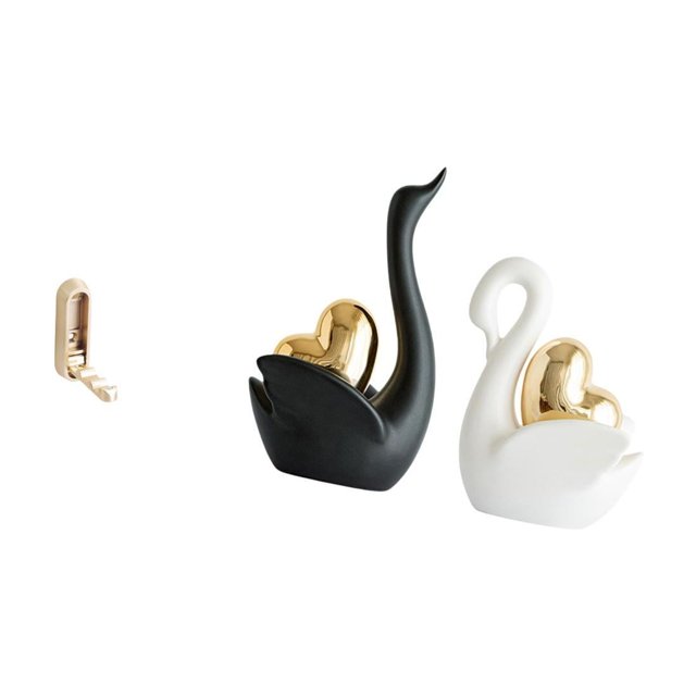 Elegante organizador de pared plegable con forma de cisne para baño, armario, toallas, batas y decoración de mesa y manualidades.
