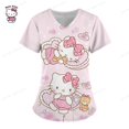 thumbnail image 3 of Camisetas de verano con cuello en V de Hello Kitty, camisetas de hospital para mujer 2023, uniforme de enfermera, ropa de mujer, camisetas con bolsillo, camisetas, 3 of 5