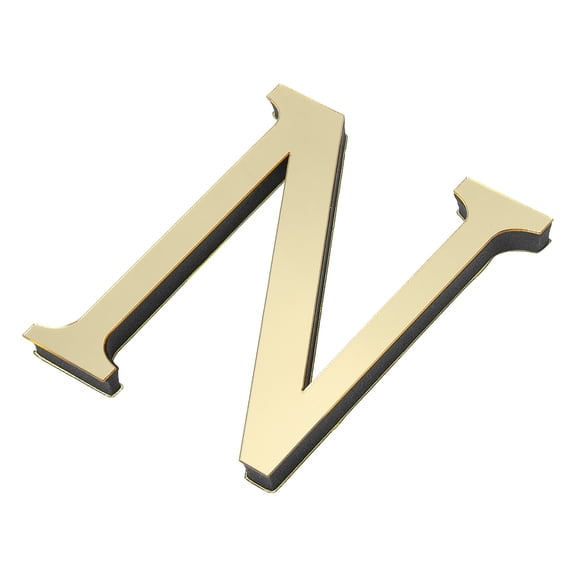 Uxcell 3D Acrylic Alphabet Mirror Wall Stickers Letter N Self Adhesive Letter Sign for Home Decoration Light Gold