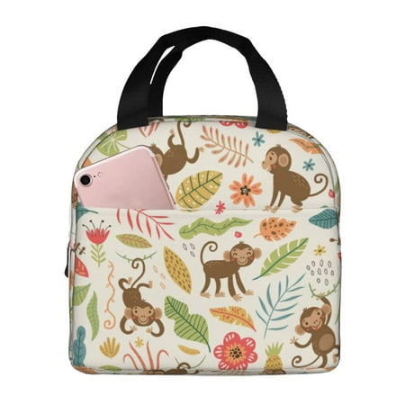 Insulated Lunch Bag for Women Men - Monkeys in the Jungle Leakproof Cooler Lunch Box for Women Men  Lunch Tote Bags for Work School Picnic Travel