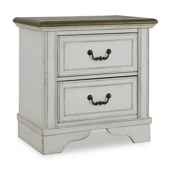 Signature Design by Ashley Blendon 2 Drawer Nightstand Bedside Table - Two Tone Chipped White Brown